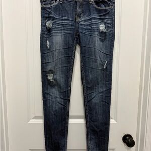 Dollhouse Dark Blue Distressed Skinny Jeans